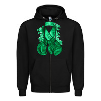 Black Emerald green ribbon Liver Cancer boxing gloves Zipper Hoodie - NancyCooperArtShop