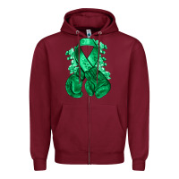 Burgundy Emerald green ribbon Liver Cancer boxing gloves Zipper Hoodie - NancyCooperArtShop