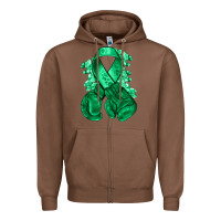 Chestnut Emerald green ribbon Liver Cancer boxing gloves Zipper Hoodie - NancyCooperArtShop