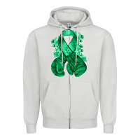 Dove Grey Emerald green ribbon Liver Cancer boxing gloves Zipper Hoodie - NancyCooperArtShop