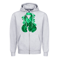 Heather Grey Emerald green ribbon Liver Cancer boxing gloves Zipper Hoodie - NancyCooperArtShop