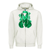 Oatmeal Heather Emerald green ribbon Liver Cancer boxing gloves Zipper Hoodie - NancyCooperArtShop