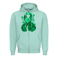 Seafoam Emerald green ribbon Liver Cancer boxing gloves Zipper Hoodie - NancyCooperArtShop