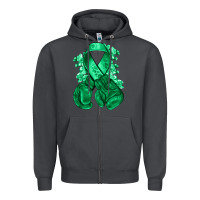 Smoke Emerald green ribbon Liver Cancer boxing gloves Zipper Hoodie - NancyCooperArtShop