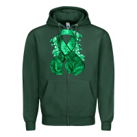 Sports Green Emerald green ribbon Liver Cancer boxing gloves Zipper Hoodie - NancyCooperArtShop