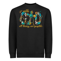 Black With God All Things Are Possible With Cross Heavyweight Sweatshirt - BundleAndBundleShop