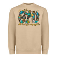 Mushroom With God All Things Are Possible With Cross Heavyweight Sweatshirt - BundleAndBundleShop