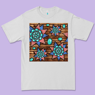 4th Of July Turquoise Gemstone Seamless Pattern Premium Tee Designed By Bundleandbundleshop