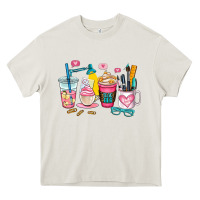 Cream teacher coffee cup Heavy Core Tee - AdoDesignShop