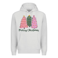 Dove Grey merry christmas trees Premium Hoodie - CowGirlArtShop