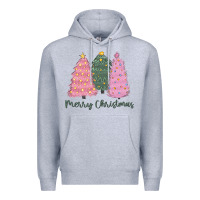 Heather Grey merry christmas trees Premium Hoodie - CowGirlArtShop