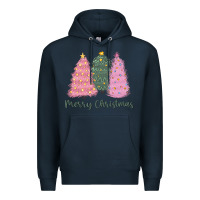 Navy merry christmas trees Premium Hoodie - CowGirlArtShop