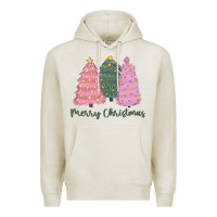 Oatmeal Heather merry christmas trees Premium Hoodie - CowGirlArtShop