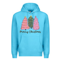 Ocean Blue merry christmas trees Premium Hoodie - CowGirlArtShop