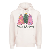 Pale Pink merry christmas trees Premium Hoodie - CowGirlArtShop