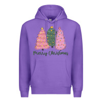 Purple merry christmas trees Premium Hoodie - CowGirlArtShop