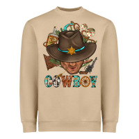 Mushroom Western Cowboy Portrait With Cactus Heavyweight Sweatshirt - BundleAndBundleShop