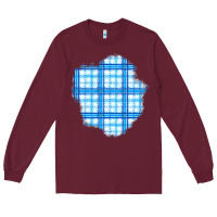 Burgundy Winter Tartan Patch Long Sleeve Tee - BundleAndBundleShop
