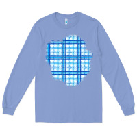 Colony Blue Winter Tartan Patch Long Sleeve Tee - BundleAndBundleShop