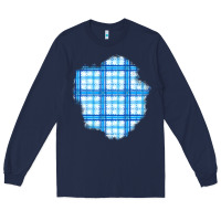 Navy Winter Tartan Patch Long Sleeve Tee - BundleAndBundleShop
