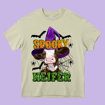 Spooky Heifer Halloween Heavy Core Tee Designed By Artiststas