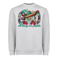 Heather Grey With God All Things Are Possible With Sombrero Sku Heavyweight Sweatshirt - BundleAndBundleShop