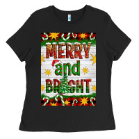 Black Merry And Bright Ladies Tee - Artiststas