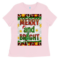 Bubblegum Pink Merry And Bright Ladies Tee - Artiststas