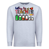 Heather Grey Battery life of a Teacher Premium Sweatshirt - CowGirlArtShop