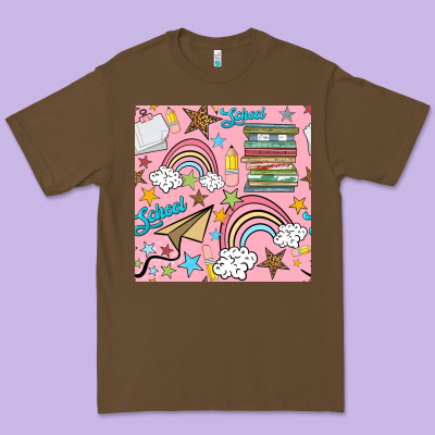 School With Rainbow Seamless Pattern Premium Tee Designed By Bundleandbundleshop