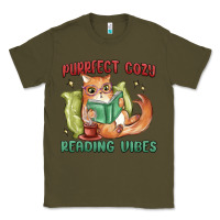 Army Green purrfect cozy reading vibes Classic Tee - MaliasSmallBusiness