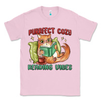 Bubblegum Pink purrfect cozy reading vibes Classic Tee - MaliasSmallBusiness