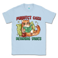 Dusty Blue purrfect cozy reading vibes Classic Tee - MaliasSmallBusiness
