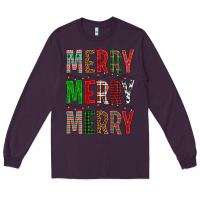 Plum Merry Merry Merry Christmas Long Sleeve Tee - BundleAndBundleShop
