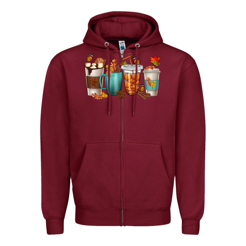 Thankful Coffee Cups Zipper Hoodie by texasbilliewilder | Teevron
