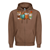 Chestnut Thankful Coffee Cups Zipper Hoodie - texasbilliewilder
