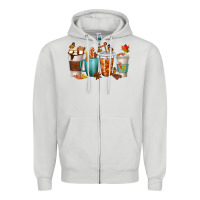 Dove Grey Thankful Coffee Cups Zipper Hoodie - texasbilliewilder