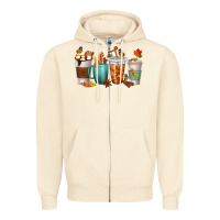 Sandshell Thankful Coffee Cups Zipper Hoodie - texasbilliewilder