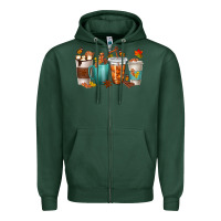 Sports Green Thankful Coffee Cups Zipper Hoodie - texasbilliewilder