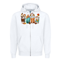 White Thankful Coffee Cups Zipper Hoodie - texasbilliewilder