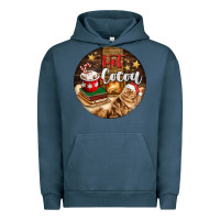Pigment Midnight Navy Hot Cocoa With Cat Urban Hoodie - FaDigitalArtStudio