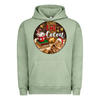 Pigment Oil Green Hot Cocoa With Cat Urban Hoodie - FaDigitalArtStudio