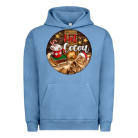 Pigment Pebble Blue Hot Cocoa With Cat Urban Hoodie - FaDigitalArtStudio