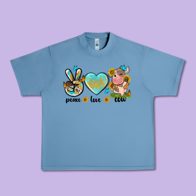 Peace Love Cute Cow Urban Heavy Tee Designed By Nancycooperartshop