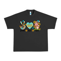Pigment Black peace love cute cow Urban Heavy Tee - NancyCooperArtShop