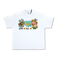 White peace love cute cow Urban Heavy Tee - NancyCooperArtShop