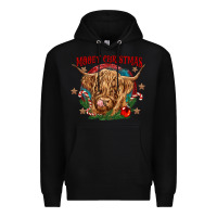 Black mooey christmas Premium Hoodie - CowGirlArtShop