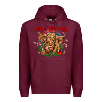 Burgundy mooey christmas Premium Hoodie - CowGirlArtShop