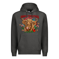 Charcoal Heather mooey christmas Premium Hoodie - CowGirlArtShop