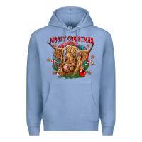 Colony Blue mooey christmas Premium Hoodie - CowGirlArtShop